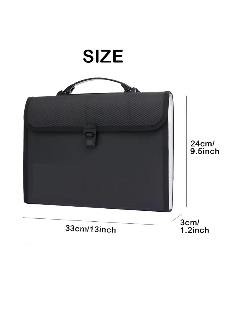 PAPERSAY Expanding File Folder A4, 13 Pockets Expanding File Folder Organiser with Handle, Accordion File Organiser, Plastic Document Wallet for Paperwork A4, for Travel School Office Home (Black) - Image 2